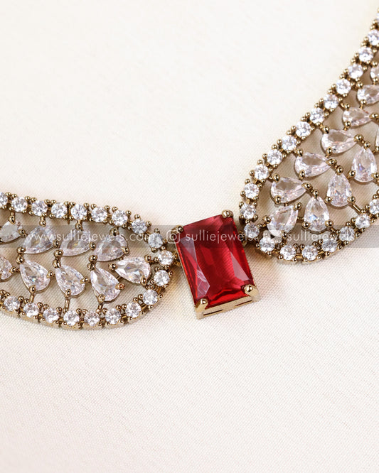 Stone with Wings Necklace & Studs
