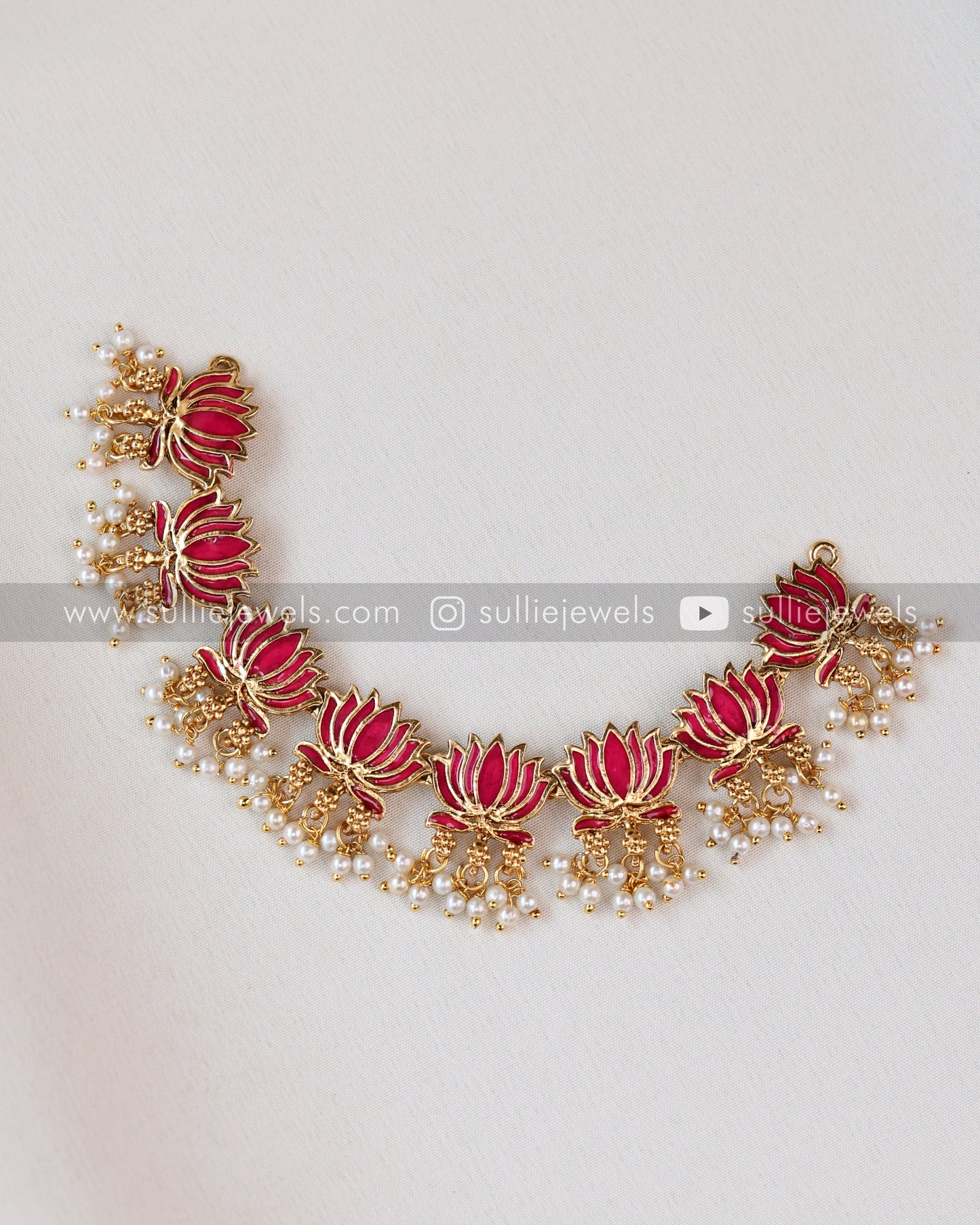 Sullie Basic - Lotus Pearl Necklace with Stud - Pink