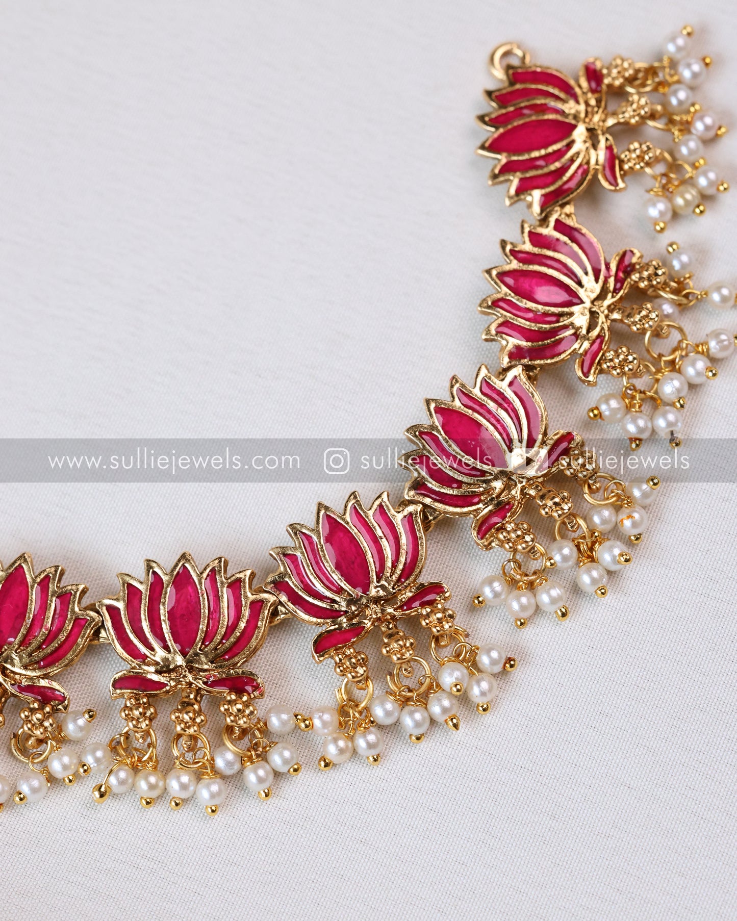 Sullie Basic - Lotus Pearl Necklace with Stud - Pink
