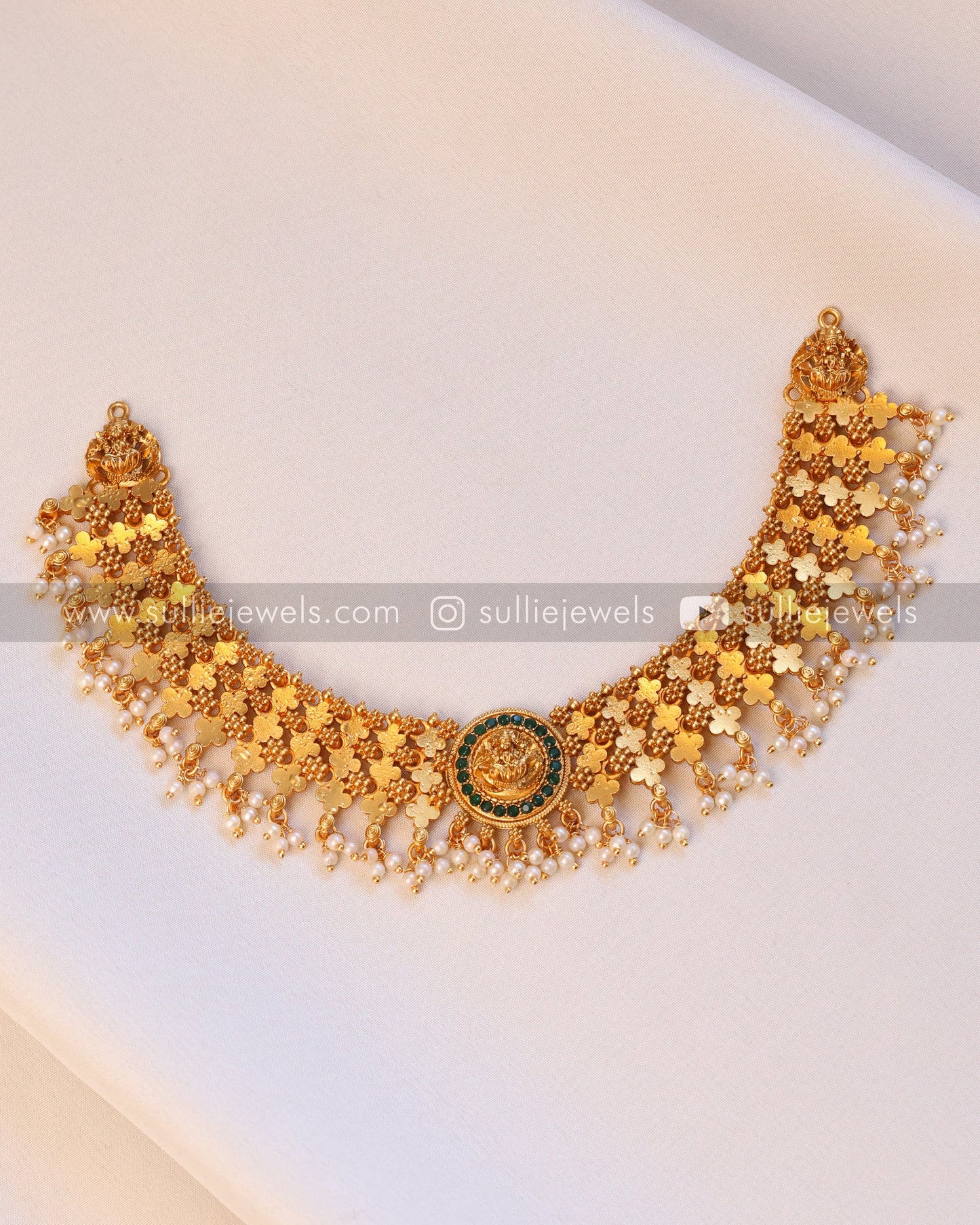 Lakshmi Green Sparkle Necklace with Jhumka