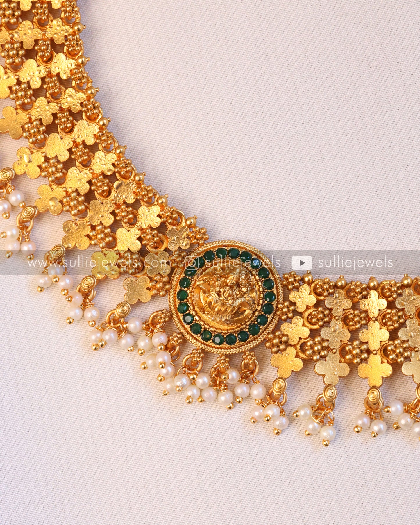 Lakshmi Green Sparkle Necklace with Jhumka