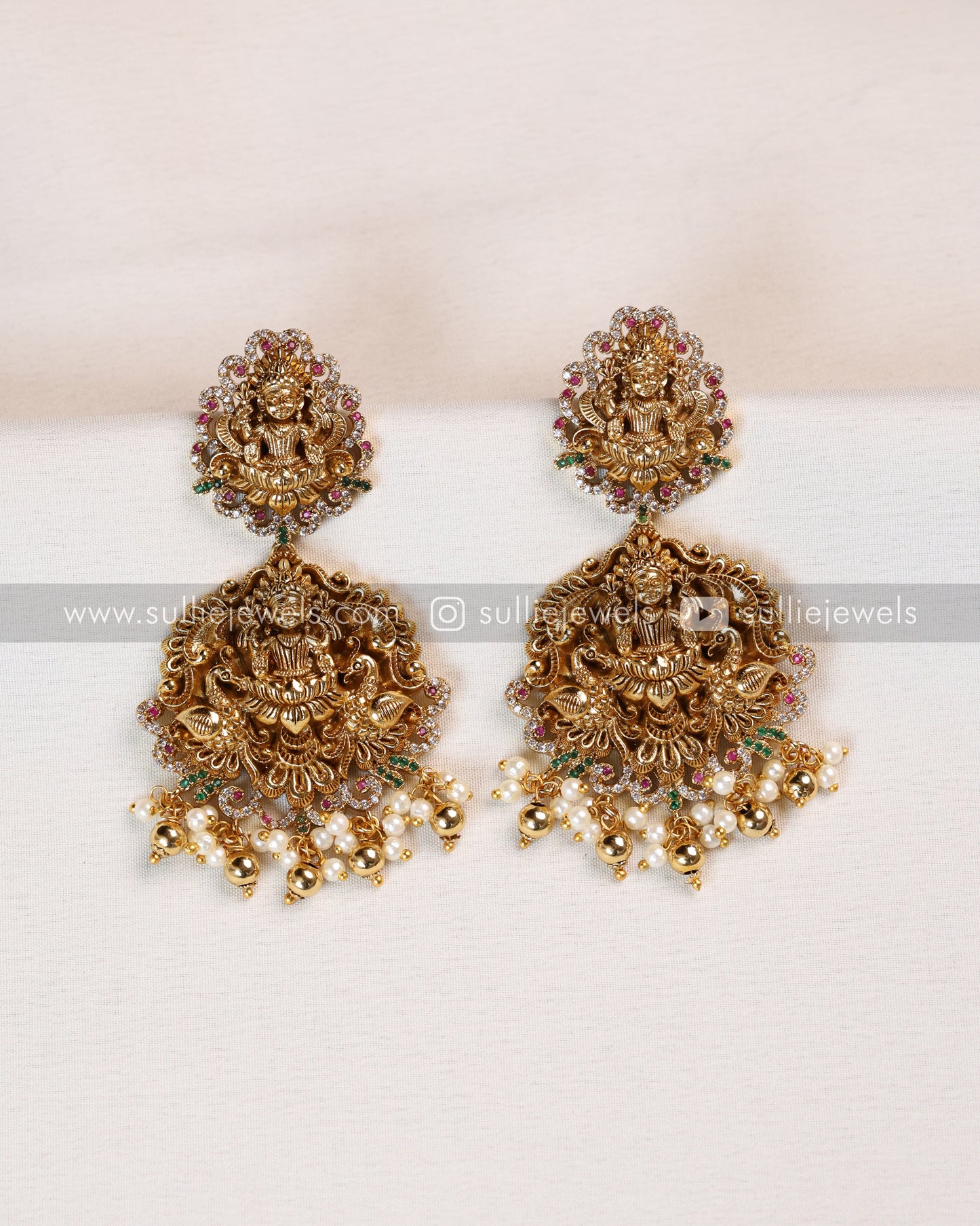 Goddess Premium Stonework Designer Long Chain / Haaram with Earring
