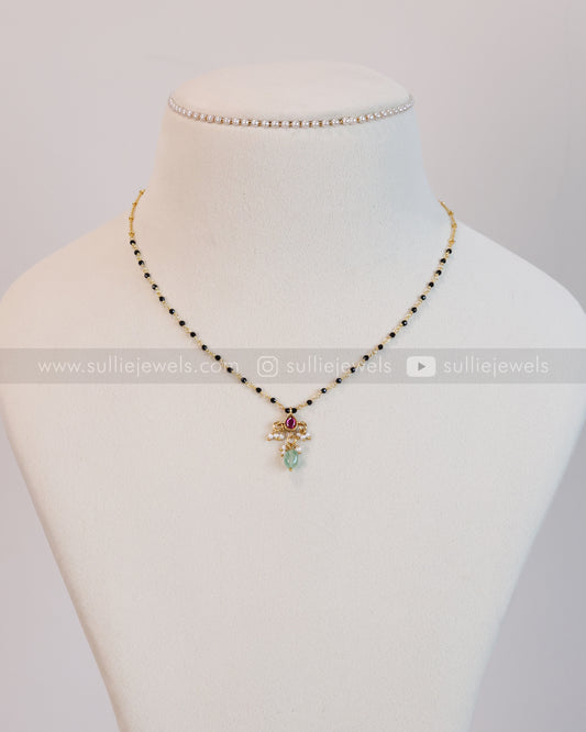 3617 - Minimal Kemp Stone Mangalsutra with Mint Beads