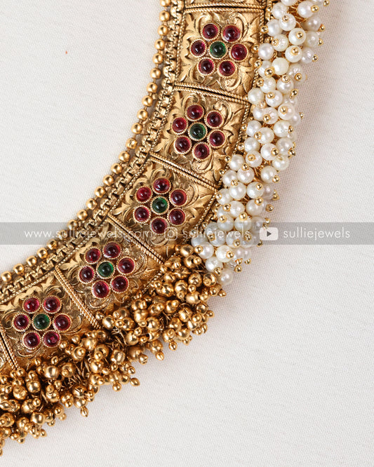 Sullie Basic - Multicolour Gold & Pearl Necklace with Stud