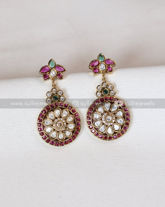 No Idol - Premium AD Ruby Kemp Design Bridal Combo ( 3 piece )