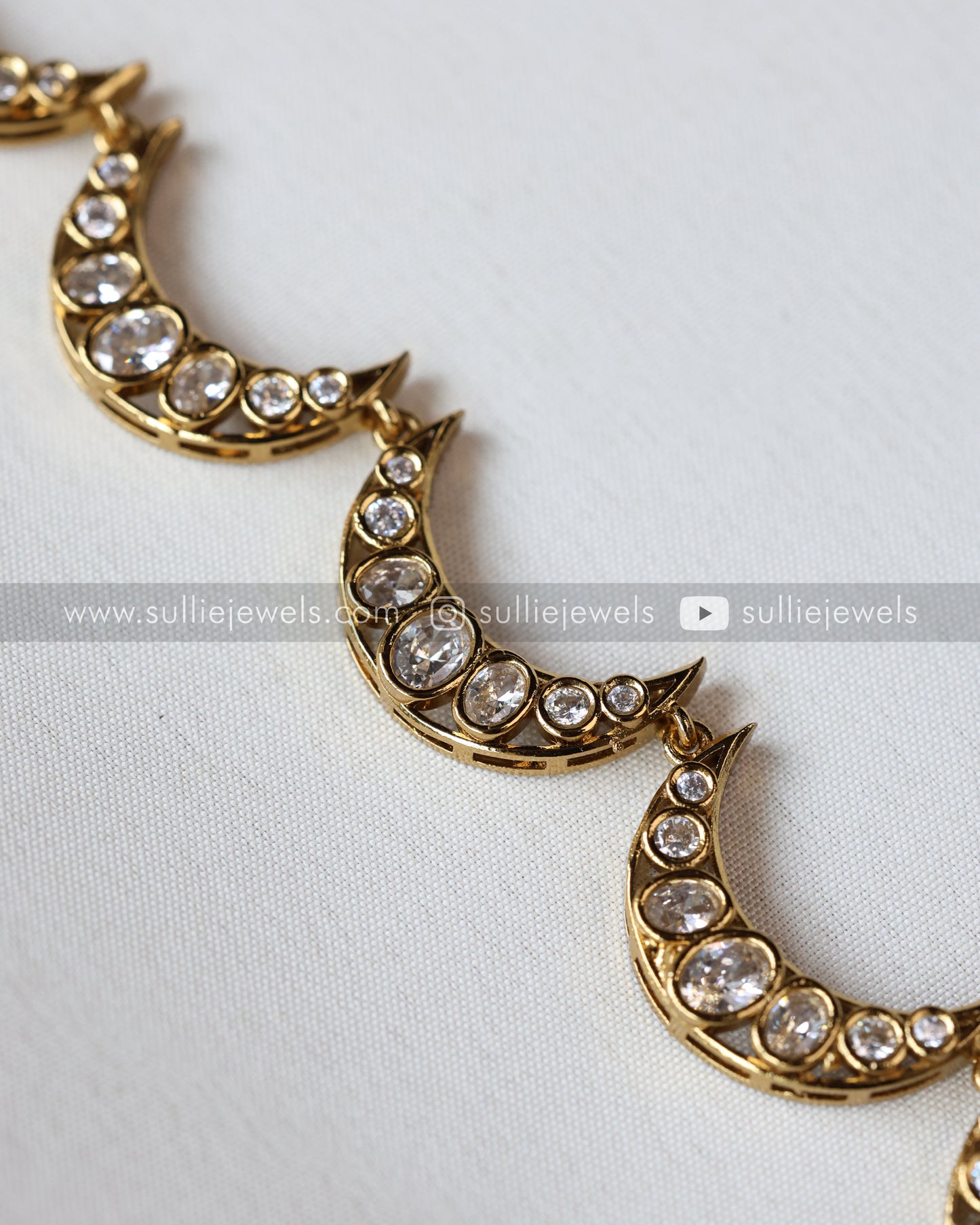 Crescent Moon Diamond Necklace with Earring