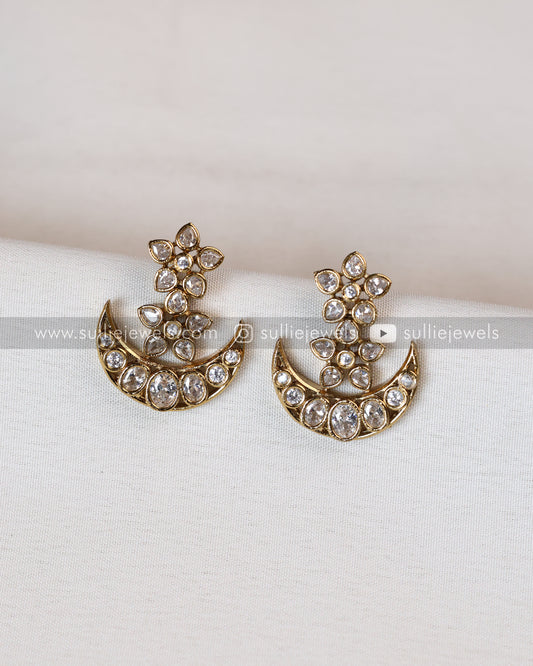 Crescent Moon Diamond Necklace with Earring