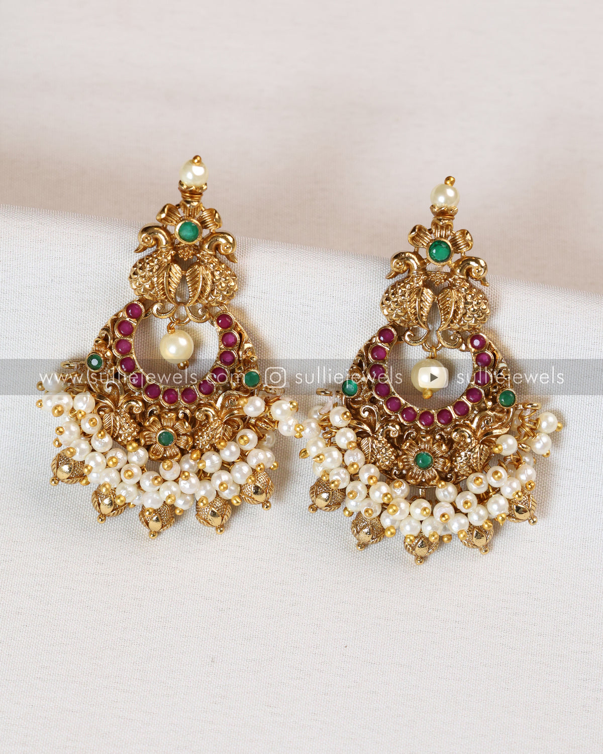 Designer Pearl & Traditional Palakka Coin Bridal Combo ( 6 Piece )
