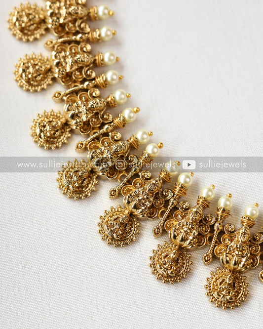 Goddess Detailed Premium Pearl Long Chain / Haaram with Stud