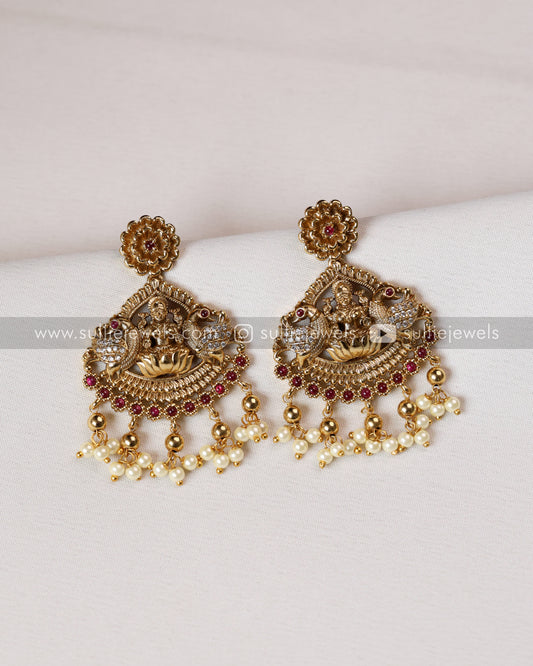 Antique Lakshmi Choker with Pearl drops & Earring