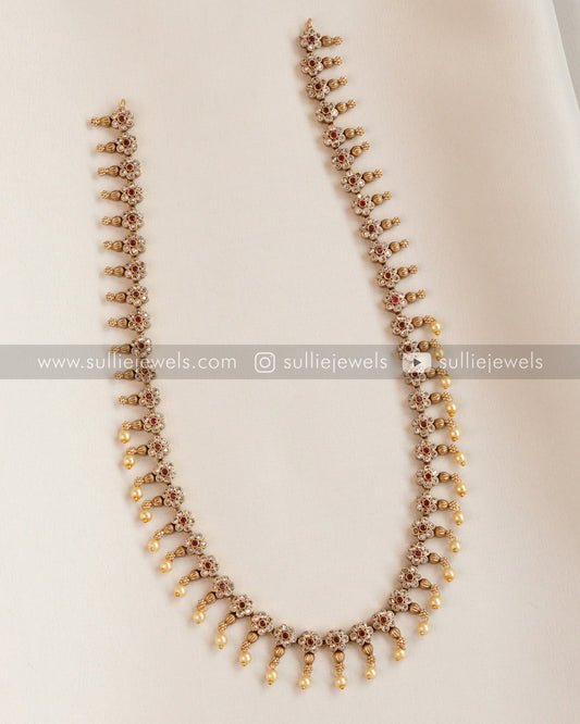 AD Red Flower Long Chain with Stud