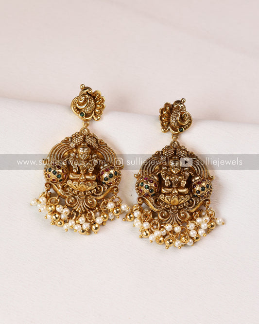 Premium Lakshmi Gold Hasli with Earrings