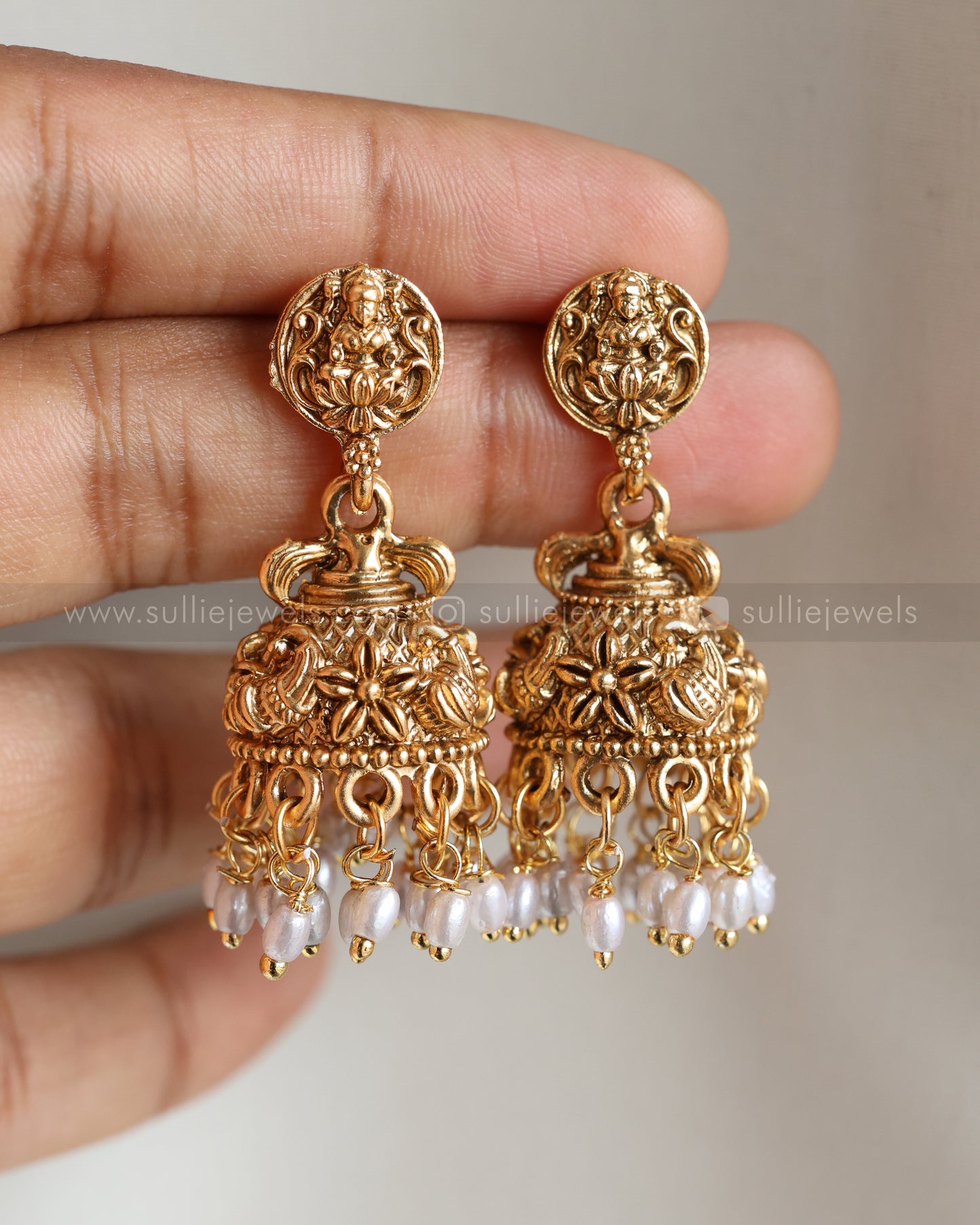 3747 - Sullie Basic - Lakshmi Multicolour Lotus Mint Necklace with Jhumka