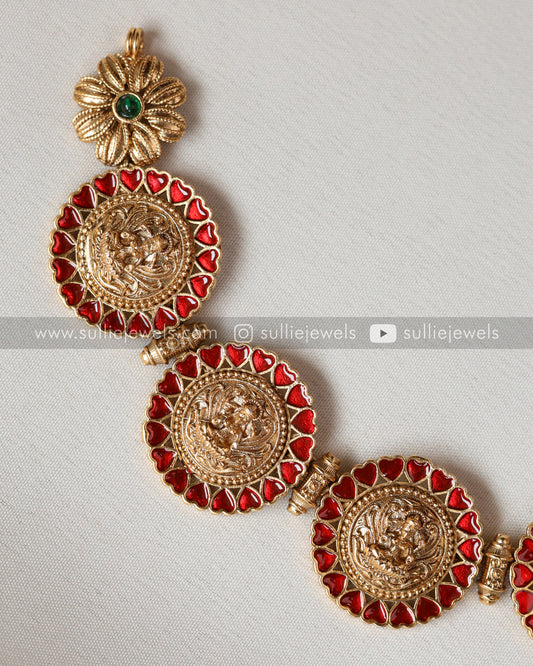 Sullie Basic - Lakshmi Ruby Coin Necklace with Stud
