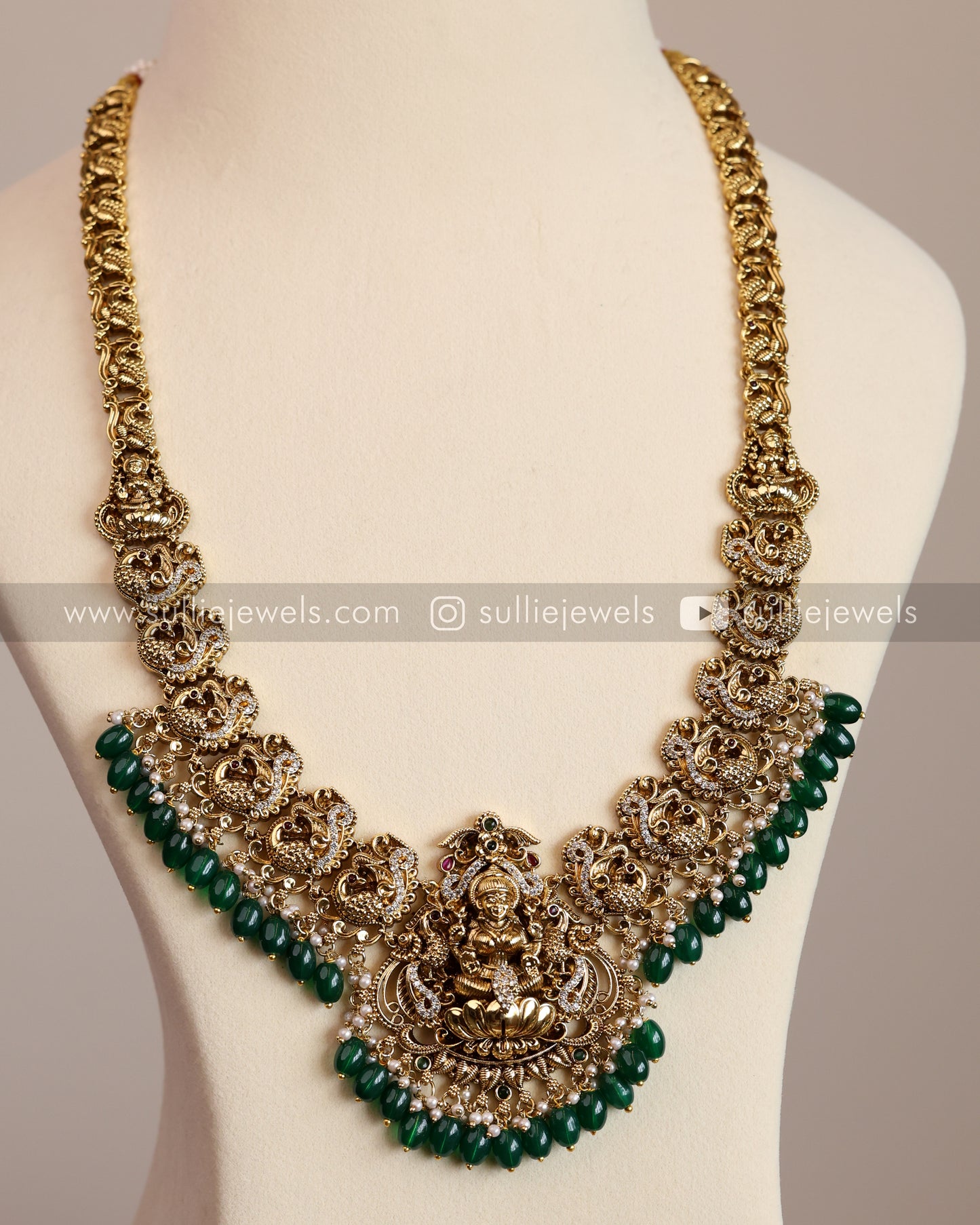 Premium Lakshmi Green Beads Bridal Combo ( 3 piece )
