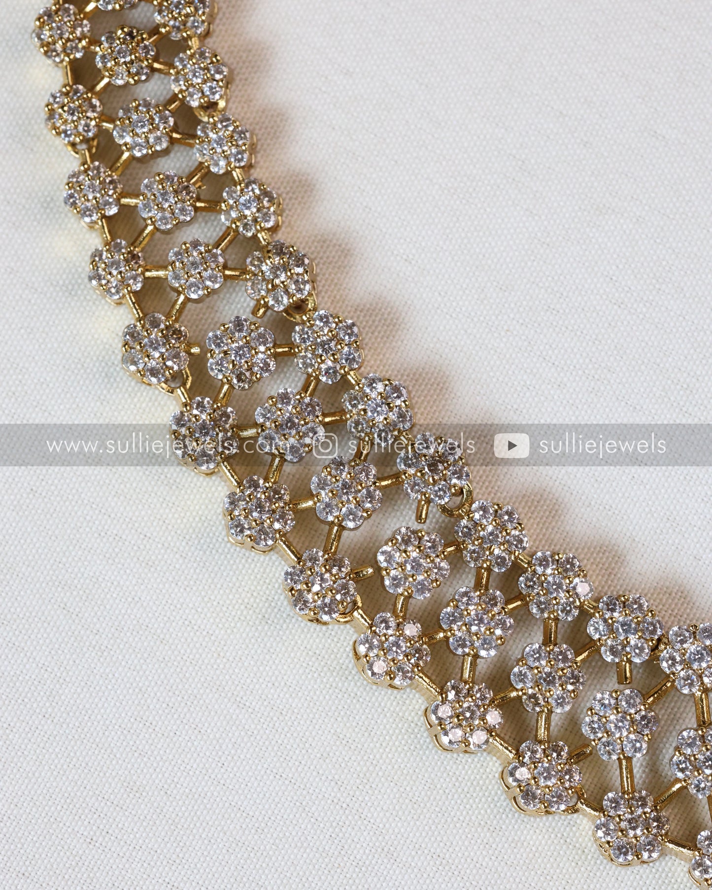 Diamond Lookalike Three Layer Necklace with Earring