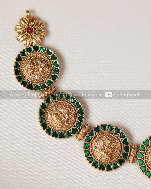 Sullie Basic - Lakshmi Green Coin Necklace with Stud