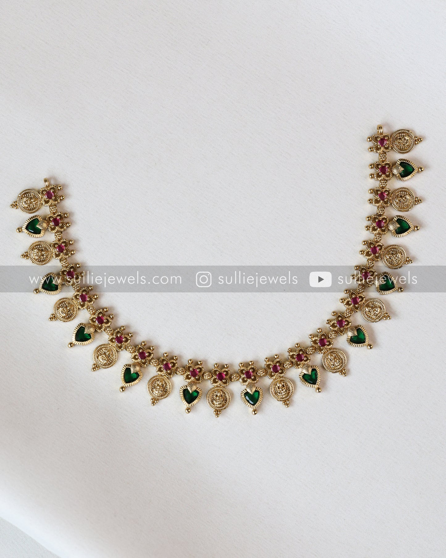 Palakka Coin & Pearl Lakshmi Layered Combo with Earrings