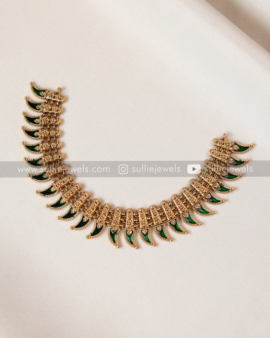 Sullie Basic - Green Palakka & Green Stone Floral Layered Combo