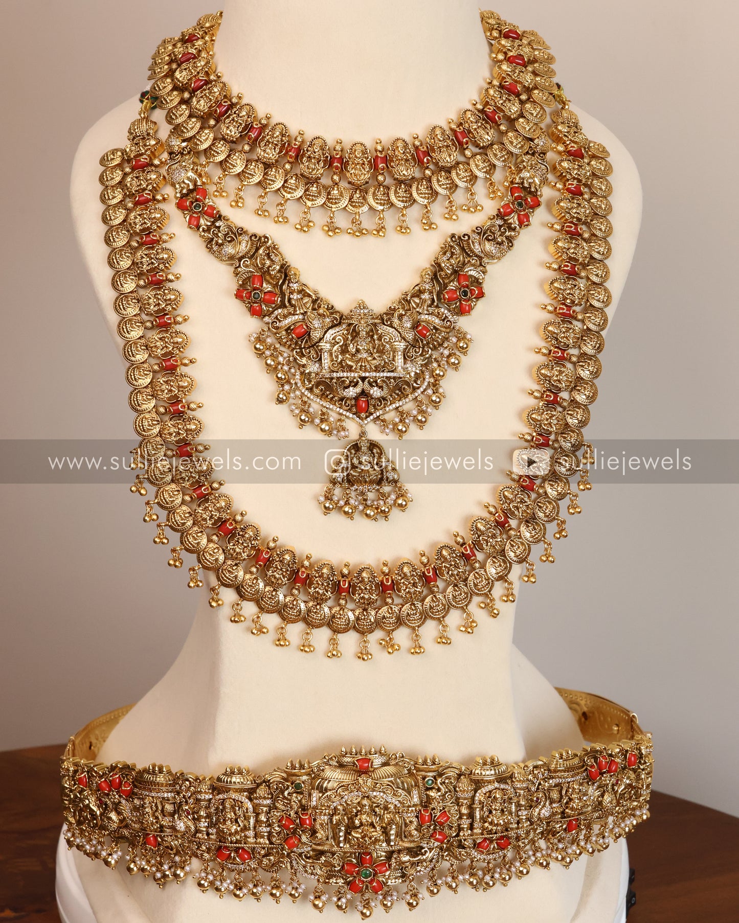 Premium Goddess Coral Coin Bridal Combo ( 6 piece )