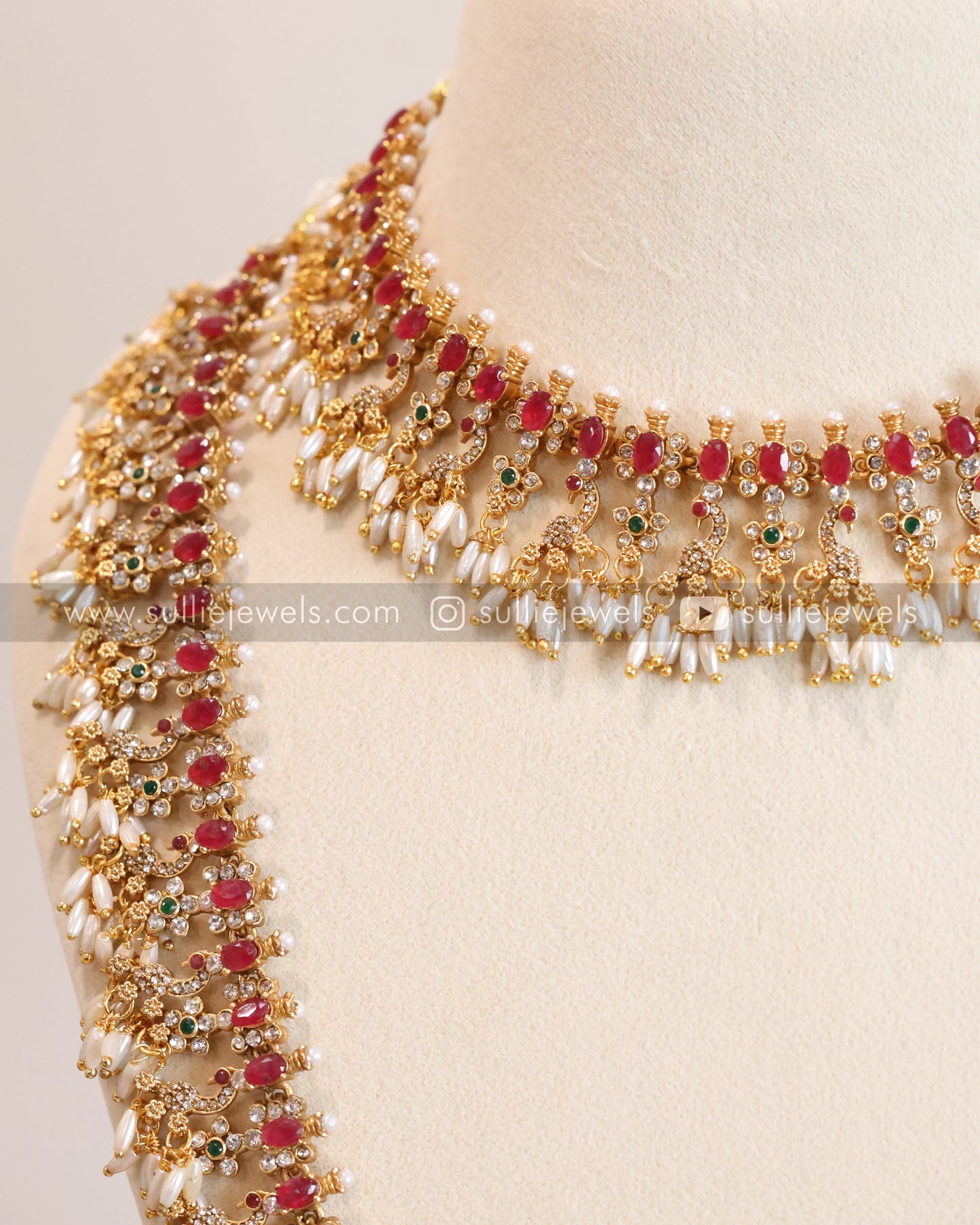 Sullie Basic - Ruby Guttapusalu Bridal Combo with Earring ( 3 piece )