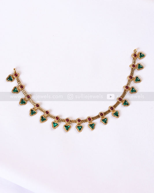 Beaded Coin & Ruby Green Palakka Layered Combo