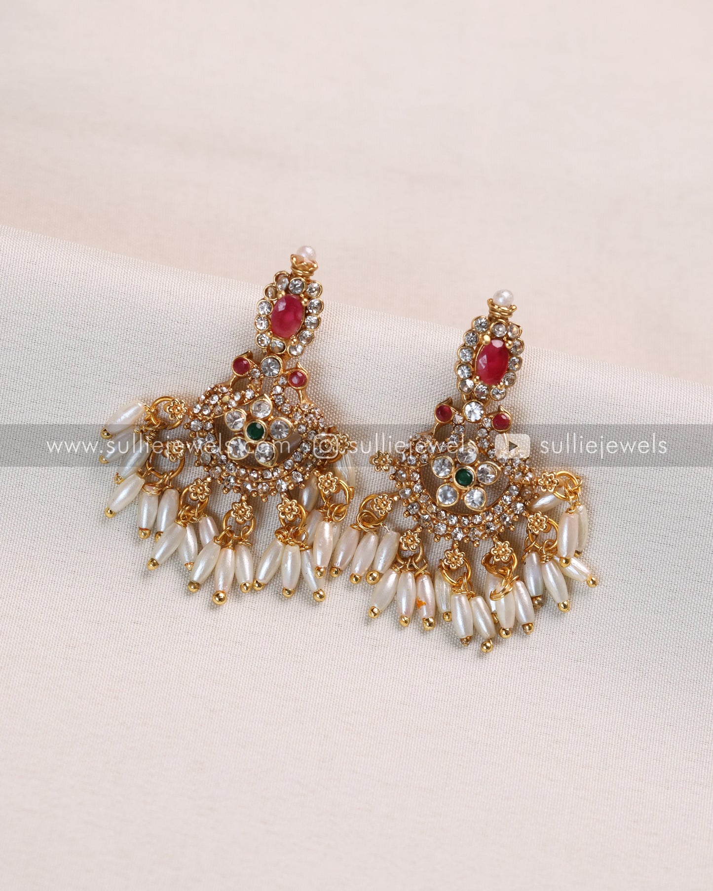 Sullie Basic - Ruby Guttapusalu Bridal Combo with Earring ( 3 piece )