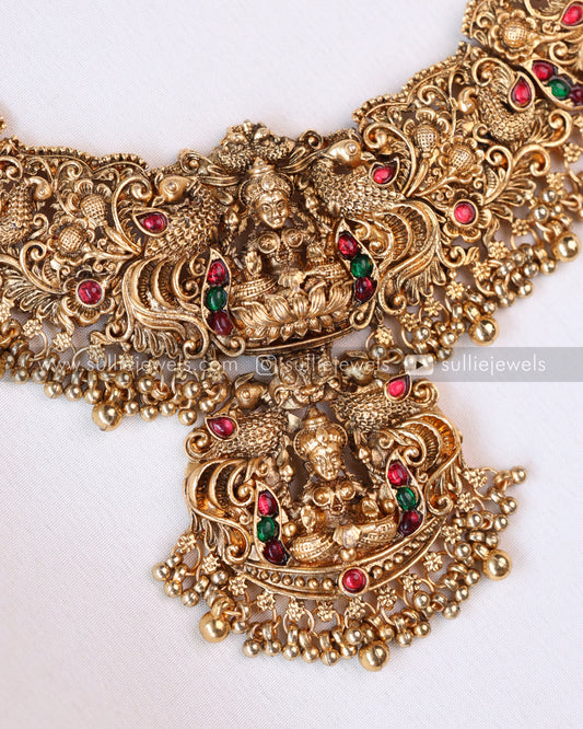 Sullie Basic - Detailed Lakshmi Peacock Necklace with Jumka