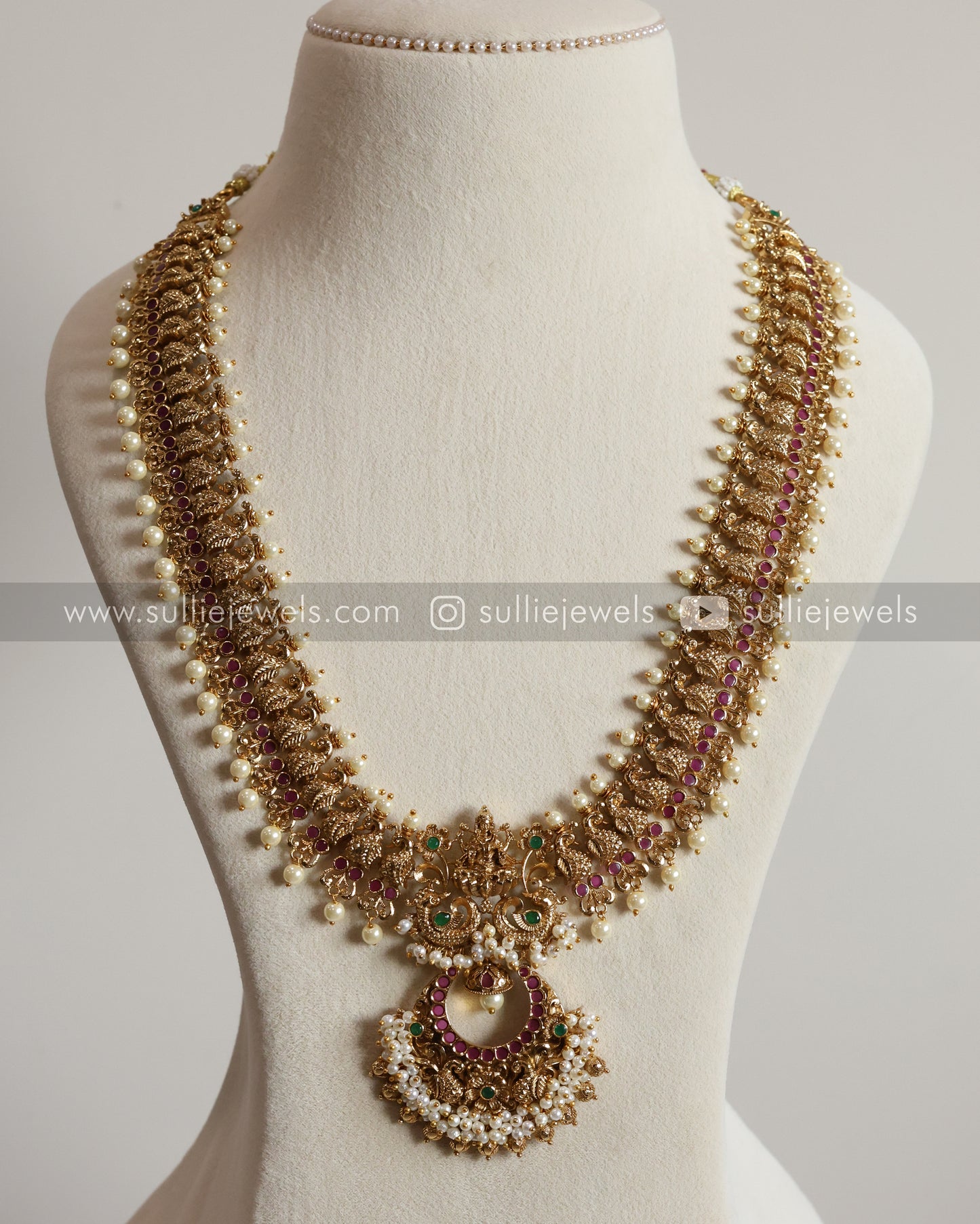 Lakshmi Designer Pearl Long Chain / Haaram with Earring