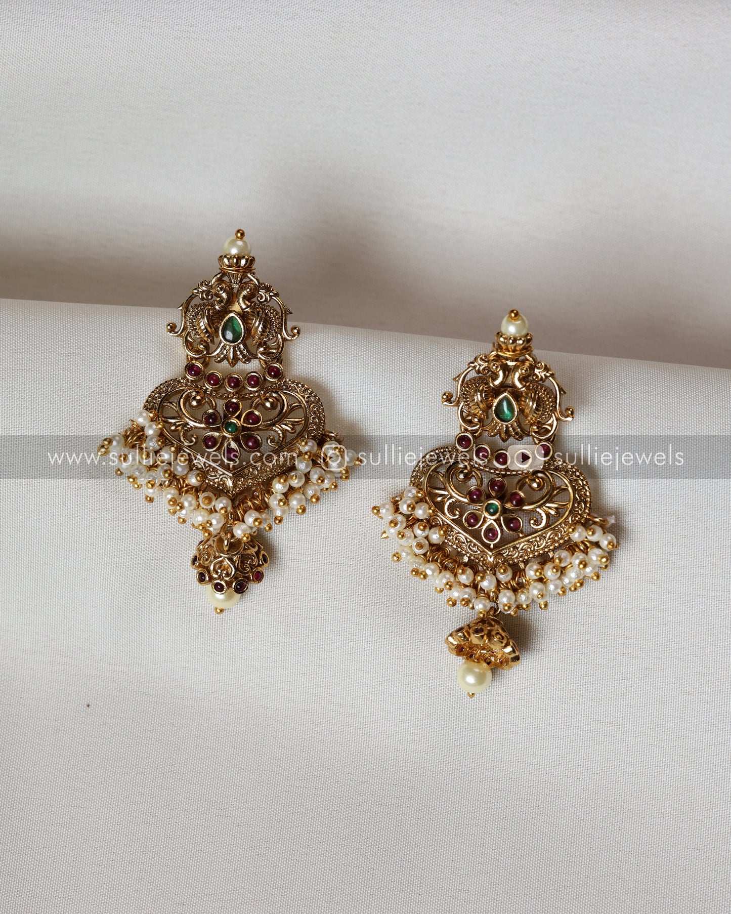 Goddess & Radha Krishna Bridal Combo - Pearl & Green Beads ( 5 piece )