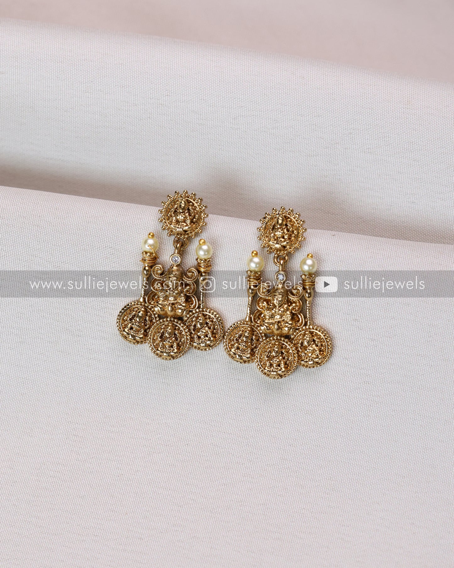 Goddess Detailed Premium Pearl Long Chain / Haaram with Stud