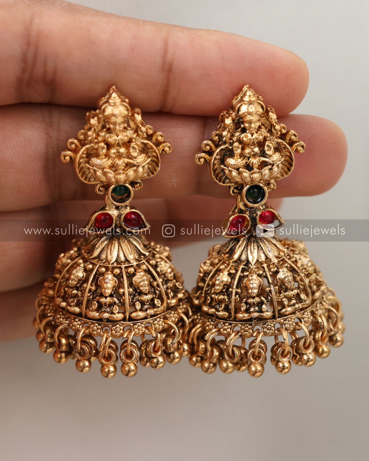Sullie Basic - Detailed Lakshmi Peacock Necklace with Jumka