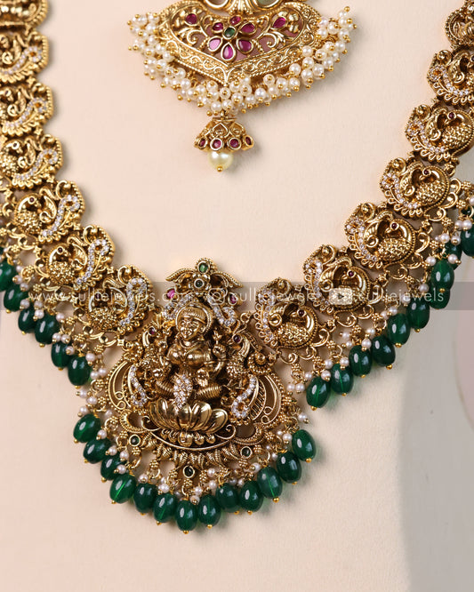Goddess & Radha Krishna Bridal Combo - Pearl & Green Beads ( 5 piece )