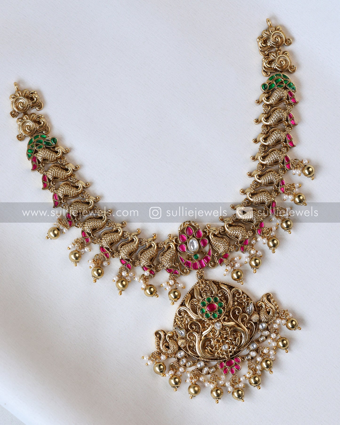 Peacock Lightweight Matte finish Necklace with Jhumka - No Idol