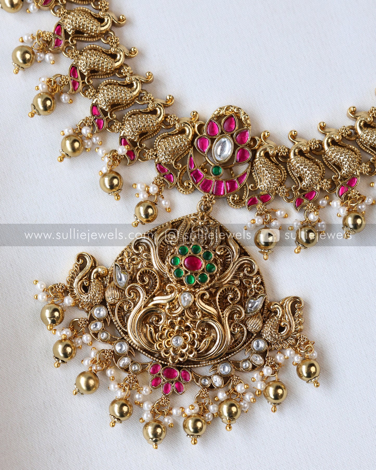 Peacock Lightweight Matte finish Necklace with Jhumka - No Idol