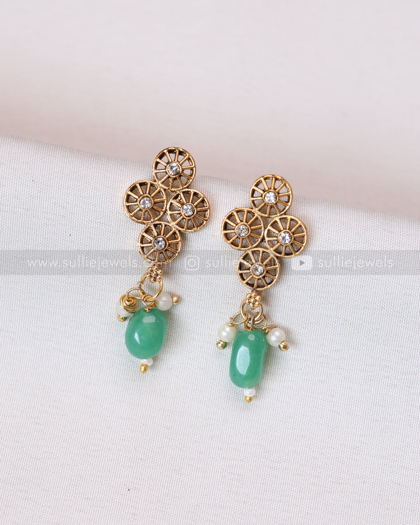 3797 - Sullie Basic - Mint Beads Statement Necklace with Earring