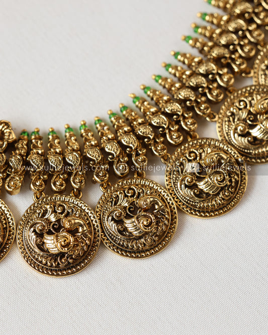 No Idol - Peacock Premium Heavy Coin Necklace with Stud