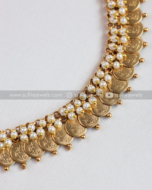 Lakshmi Coin Pearl Neckace with Stud