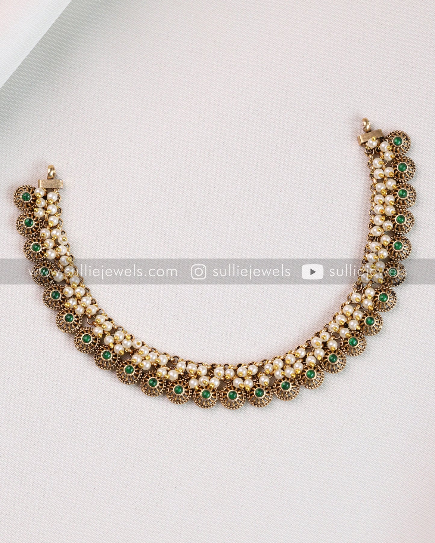 Layered Green Necklace Combo ( 4 piece )