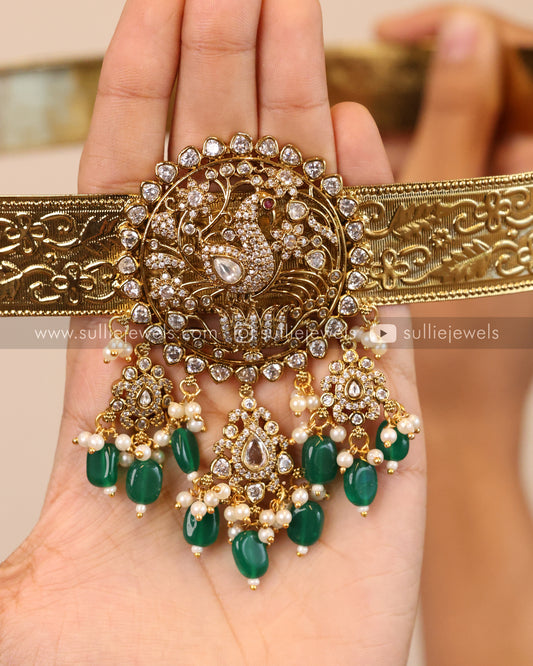 AD Peacock Centrepiece with Green Beads Hip Belt