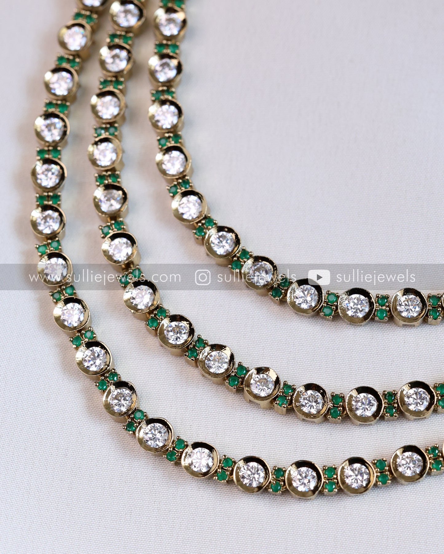 3 layered Moissanite Victorian Necklace with Earring