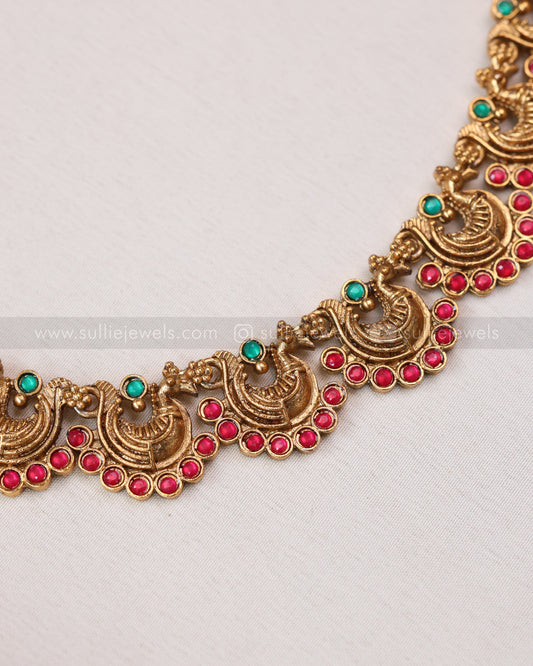 3788 - Sullie Basic - Peacock Ruby Stone Necklace with Stud