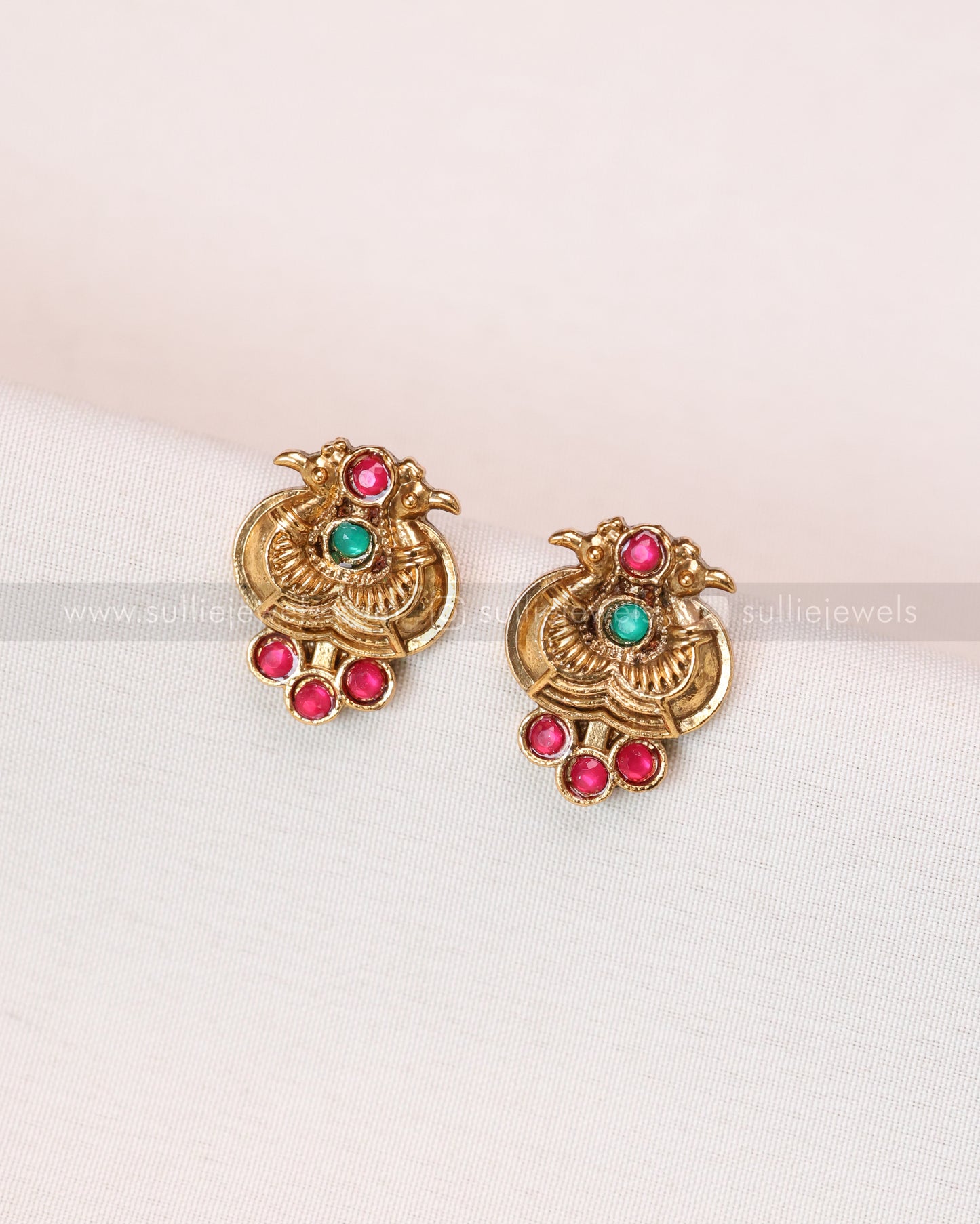 3788 - Sullie Basic - Peacock Ruby Stone Necklace with Stud