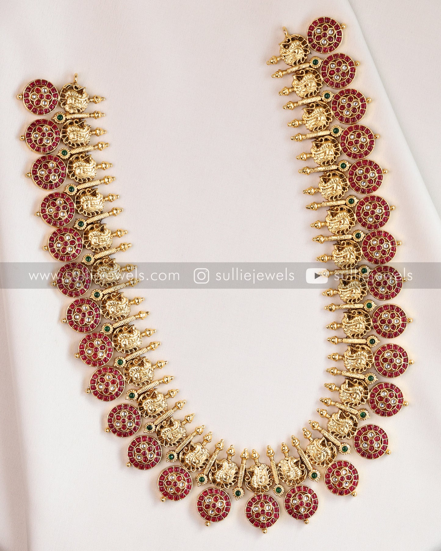 Premium Heavy Kemp Peacock Long Chain/Haram with Earring