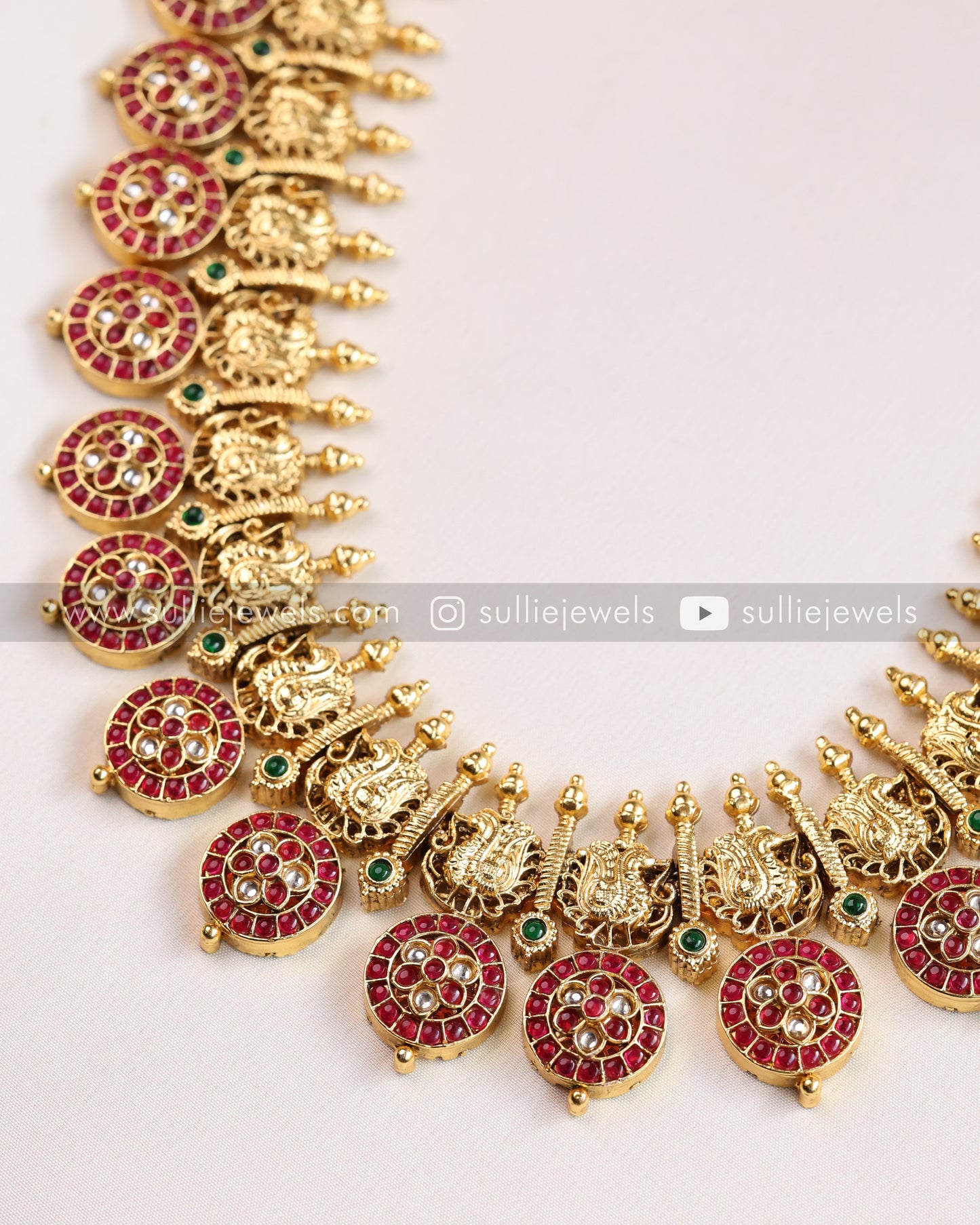 Premium Heavy Kemp Peacock Long Chain/Haram with Earring