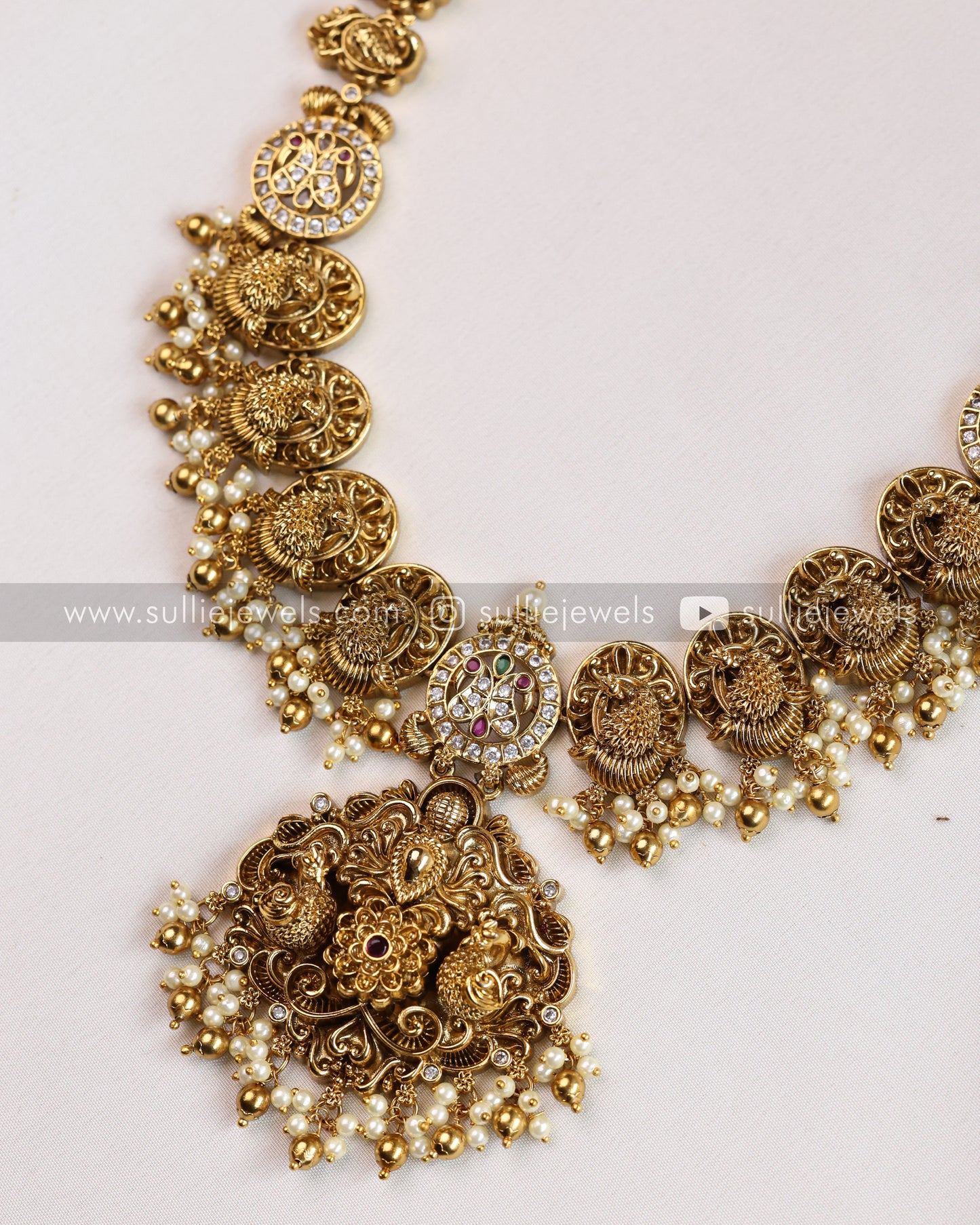 Peacock Gold Long Chain / Haram with Jhumka