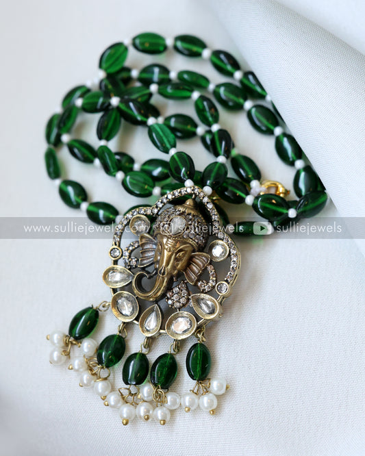 Ganapathy Bead Pendant with Earring