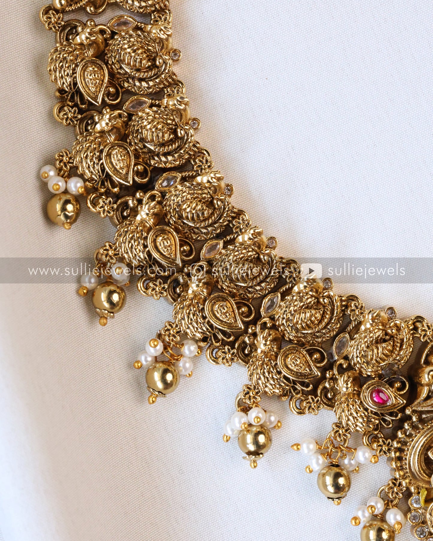 No Idol - Premium 3D Peacock Design Haaram / Long Chain with Jhumka
