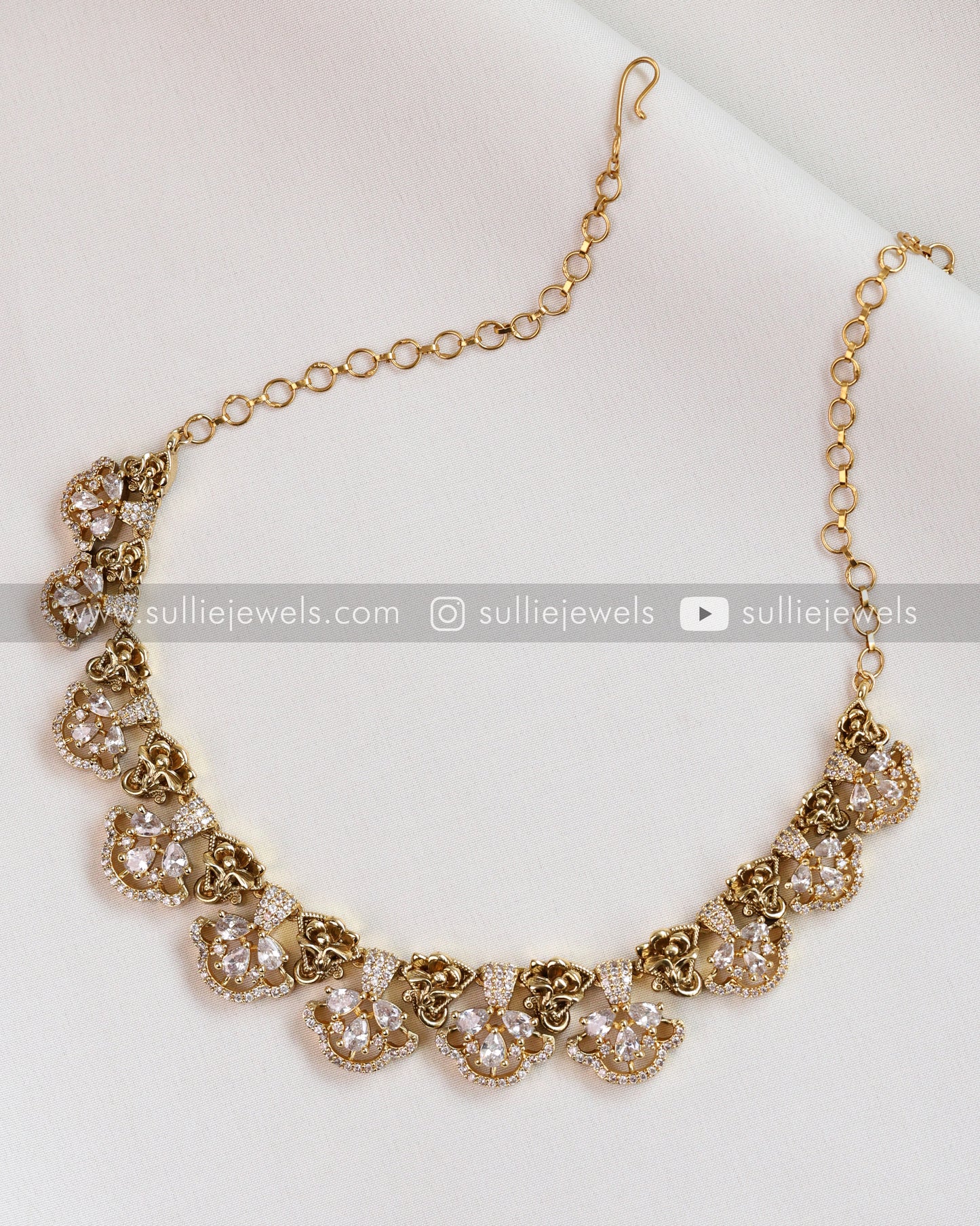 Premium Gold & Stone Necklace with Earring