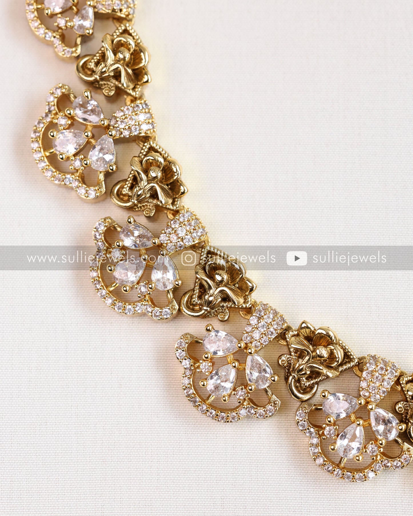 Premium Gold & Stone Necklace with Earring